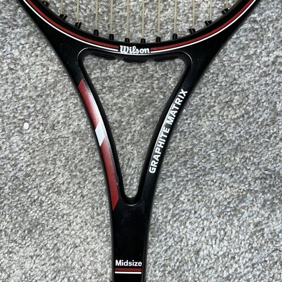 Used Wilson Graphite Matrix MidSize vintage Tennis Racquet size 4 1/4 L2 leather - Picture 2 of 10